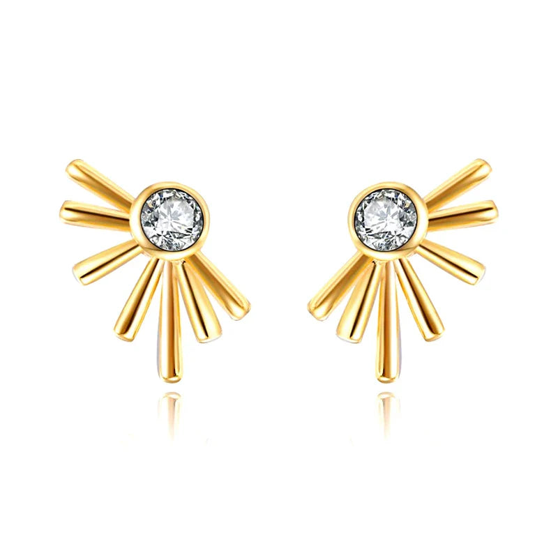 925 Sterling Silver Ear Needle Geometric Zircon Metal Earrings for women Shiny Crystal Luxury Small Stud Fashion Wedding Jewelry