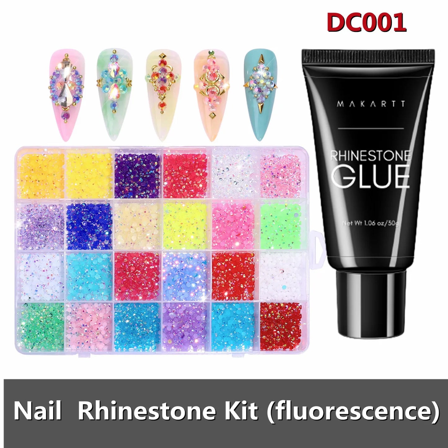 Makartt Nail Rhinestone Glue Gel for Nails, 30g Super Strong Adhesive Gel for Nail Gem, Jewels ,Glitter,Crystals Beads Diamonds