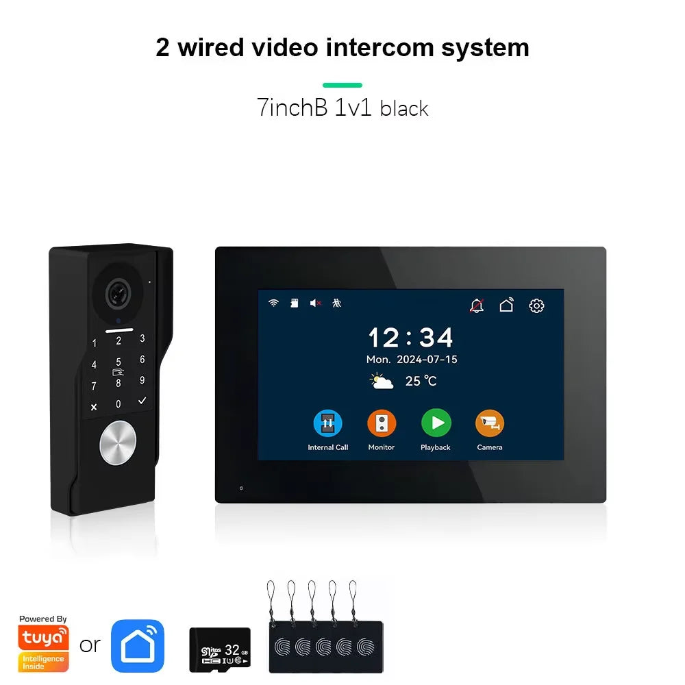 ANJIELO SMART Doorbell Video Intercom Camera System Wire 2‐wire Door Phone 10 Inch Screen 7 Protector Security