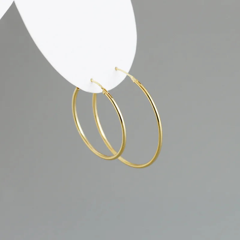 TrustDavis Real 925 Sterling Silver Earring Fashion Simple Korean Hoop Earrings For Women Charming Chic Party Fine Jewelry DD455