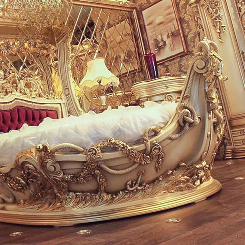 French Luxury Bed Comfortable Adult, High Quality Romantic Designer Aesthetics Bed, Unusual Princess Sleeping Furniture.