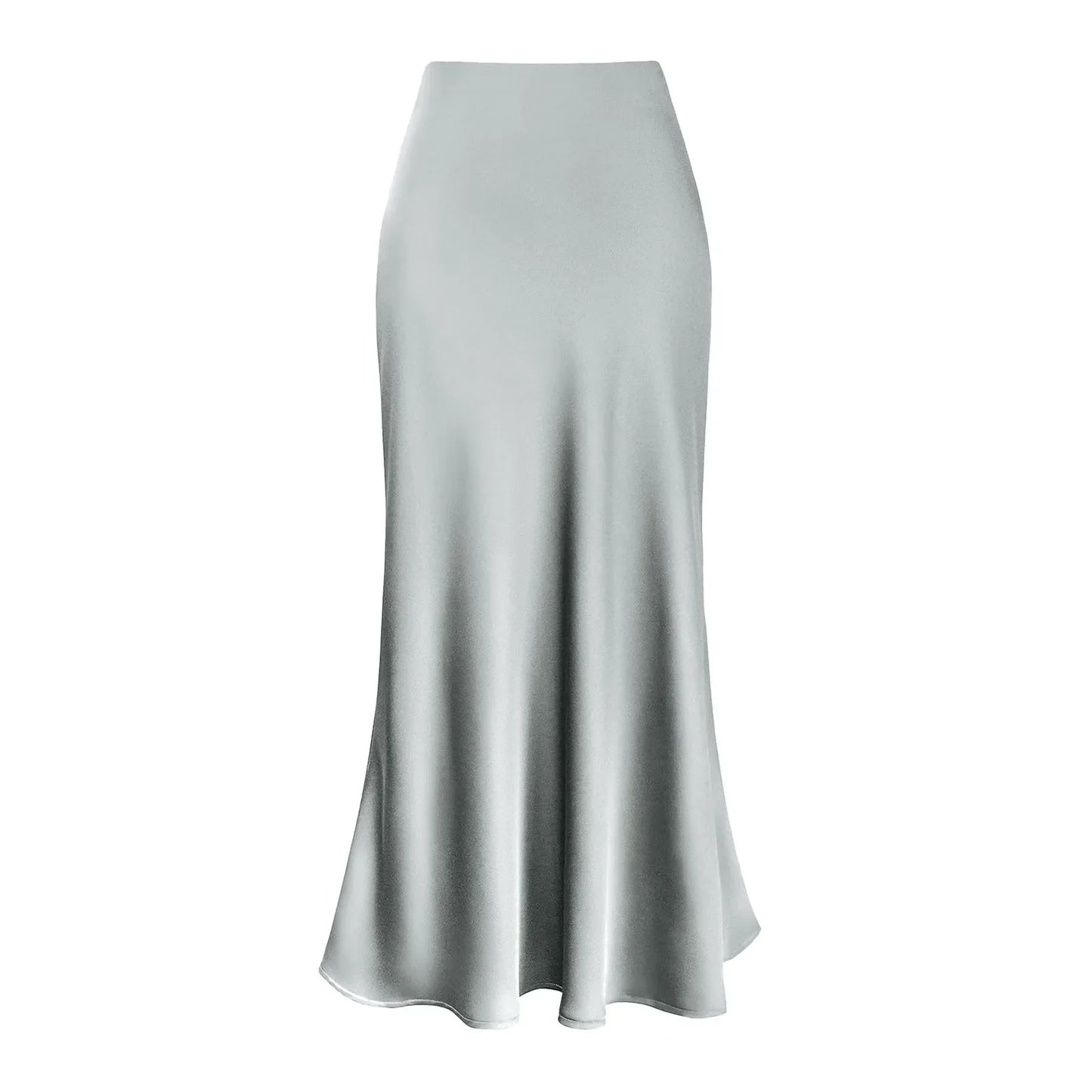 Silk Satin A-Line Pleated Long Skirts Women 2024 Summer Korean Elegant Skirt High Waist Solid Satin Dress Midi Maxi Skirt 스커트