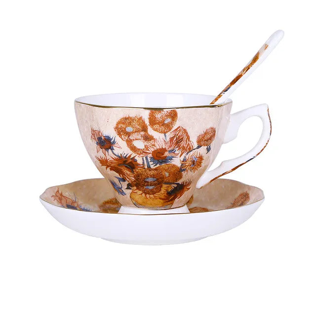 The New Van Gogh Art Painting Coffee Mugs The Starry Night Sunflowers The Sower Irises Saint-Remy Coffee Tea Set