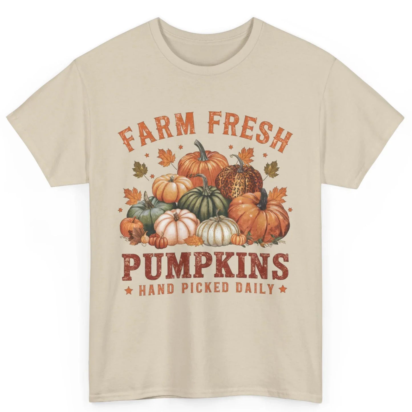 Farm Fresh Pumpkins Fall Lover Cozy Autumn Gift Unisex Cotton T-Shirt