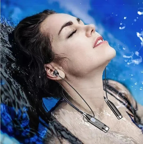 True Stereo Wireless Headphones Bluetooth Neckband Earphones Neckband Magnetic Earbuds LED Display Sports Headset Noise Cancel