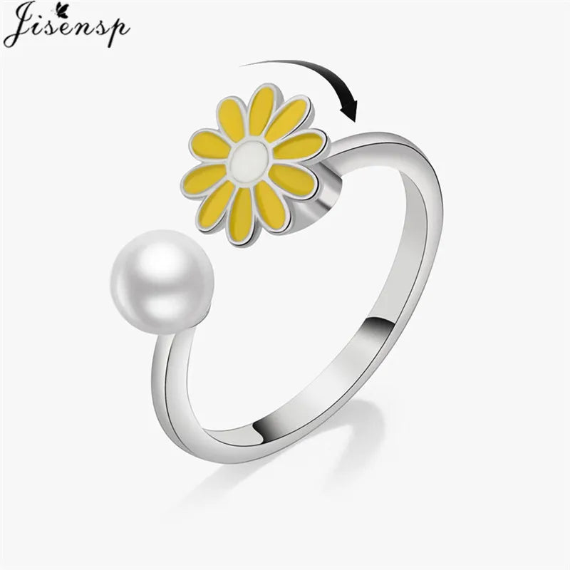 Luxury Fashion Fidget Spinner Ring Anxiety for Women Multiple Crystal Planet Butterfly Finger Rings Anti Stress Wedding Jewerly