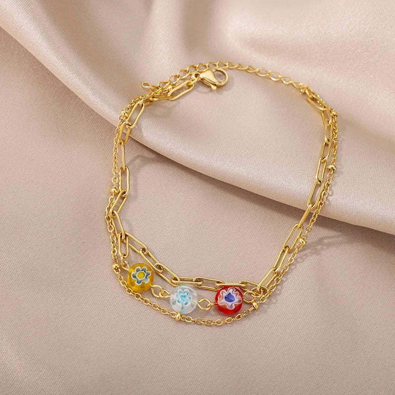Evil Eye Anklets for Women Stainless Steel Boho Anklet Summer Charm Ankle Bracelet Lucky Amulet Jewelry Beach Accessoires Femme