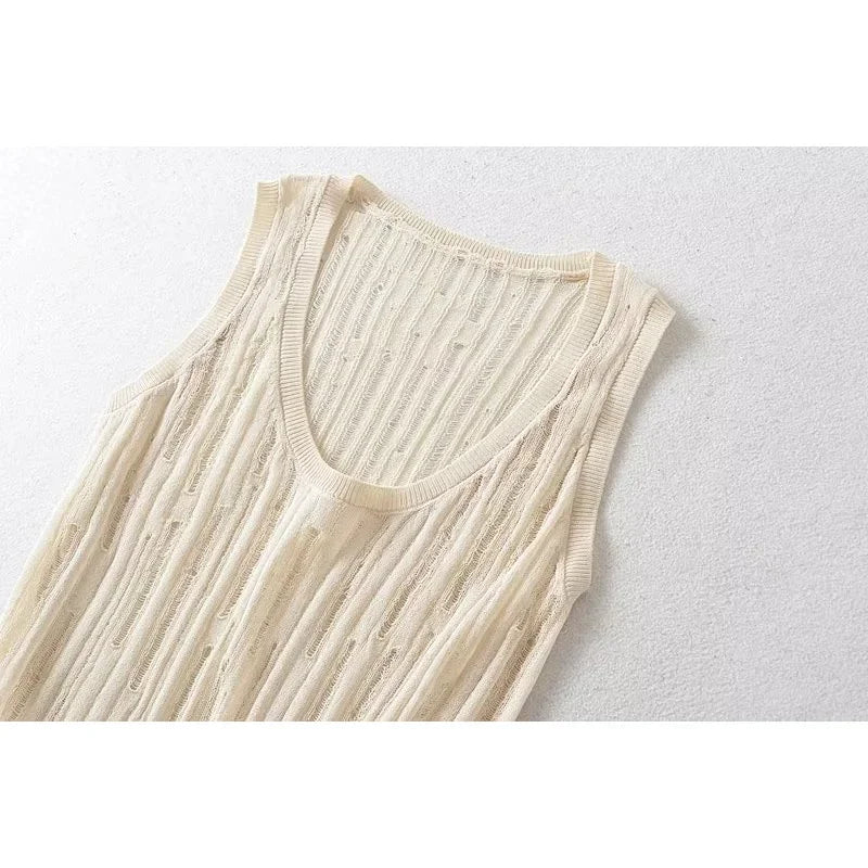 Sivatu Traf Tank Tops for Women Y2k Streetwear Fashion Sleeveless Hole Summer Tops Grunge Clothes Crochet Harajuku Women's Vest