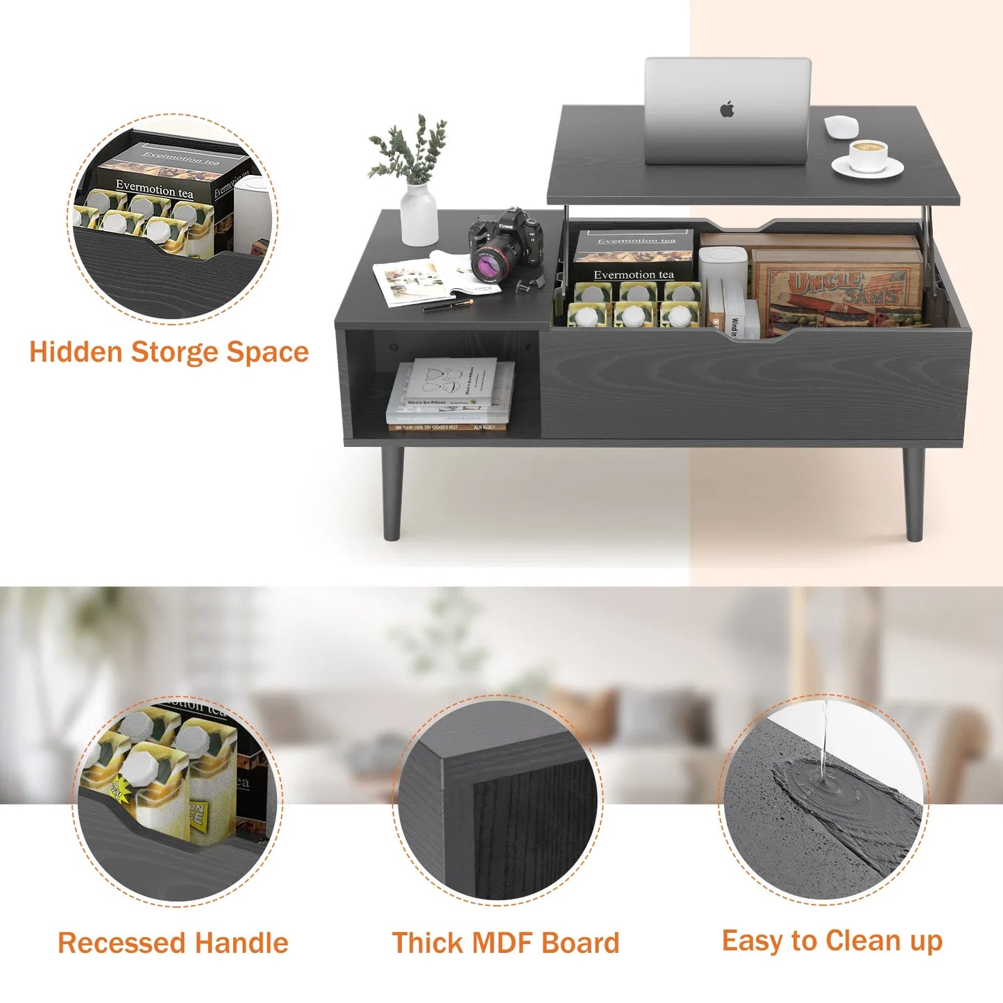 Lift Top Coffee Tables For Living Room, 39.37"x19.7" Desk.