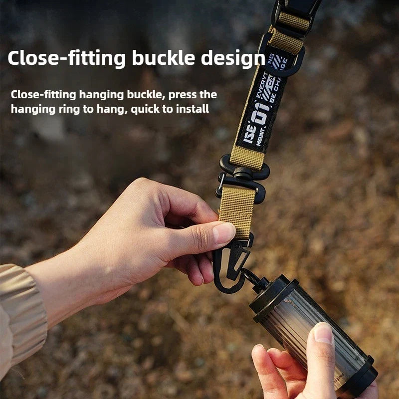 Outdoor Camping Multifunctional Hanging Strap Tactical Molle Storage Bag Shoulder Strap Durable Carabiner Clips for TravelHiking