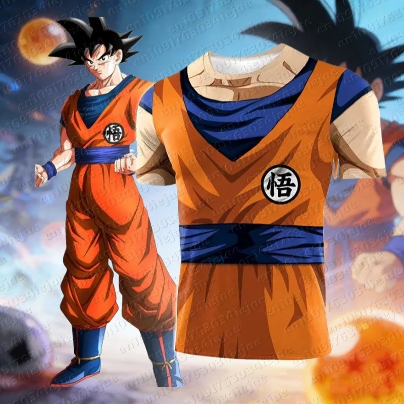 2026 Adult and Children's Dragon Ball Goku Breathable Shirts Cosplay Jerseys Summer Anime 3D Printed Short Sleeved T-shirts Tops