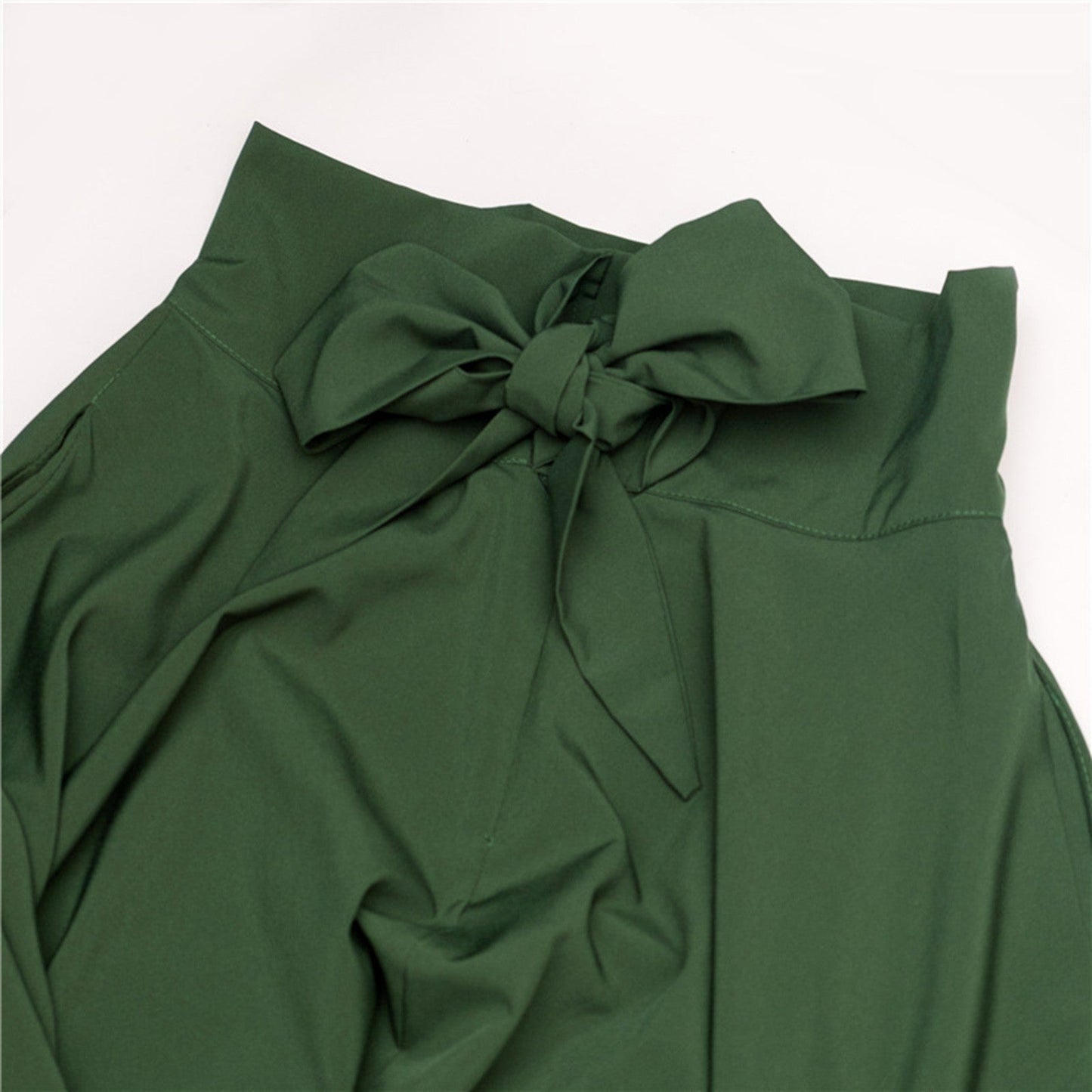 Elegant Bowknot Long Skirts 2024 New High Waist Umbrella Pleated Skirts Spring Solid Ladies Female Big Swing A Line Skirt Faldas