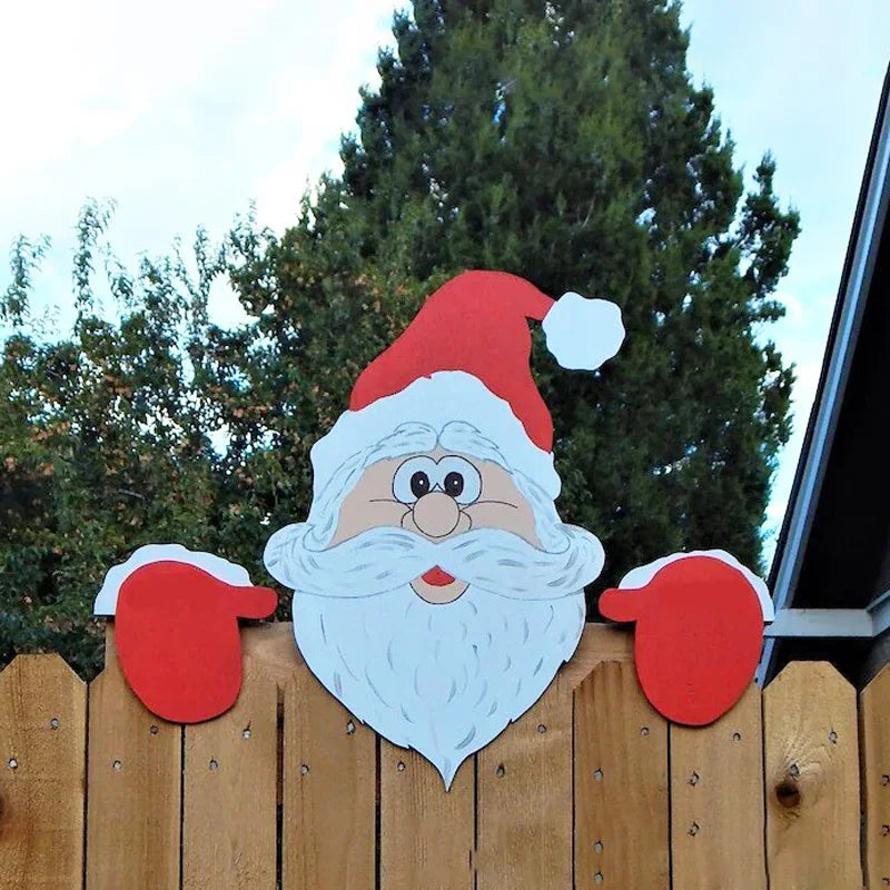 Creative DIY Christmas Fence Decor Cute Santa Claus Fence Peeps Outdoor Garden Patio Fence Lawn Sign Decoration 2025 Navidad