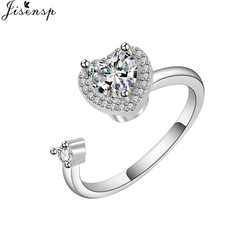 Luxury Fashion Fidget Spinner Ring Anxiety for Women Multiple Crystal Planet Butterfly Finger Rings Anti Stress Wedding Jewerly