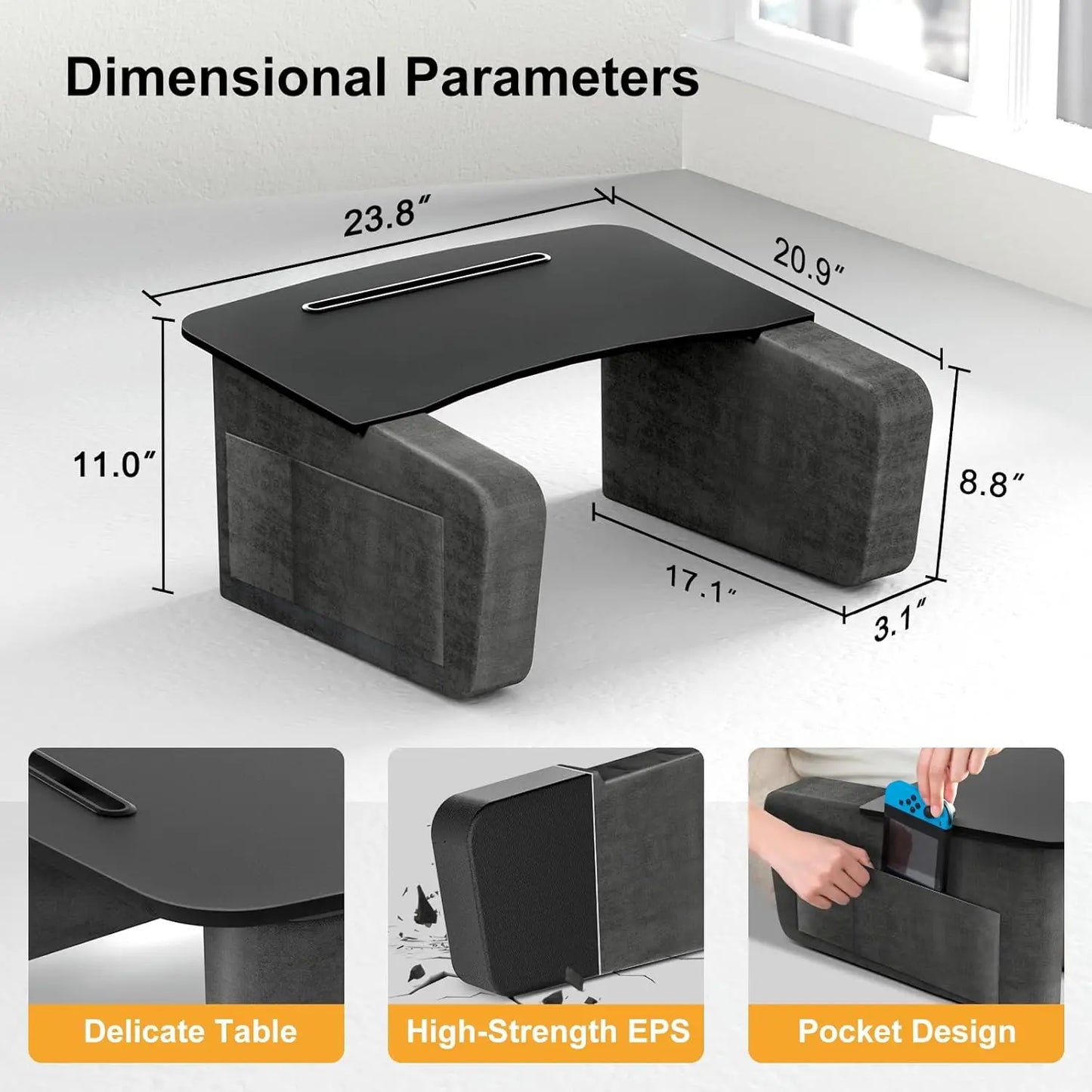 Overbed Table With Tablet And Phone Slot, Over Bed Desk With Arm Rests, Bed Table For Eating And Laptop, Working, Writing In Bed