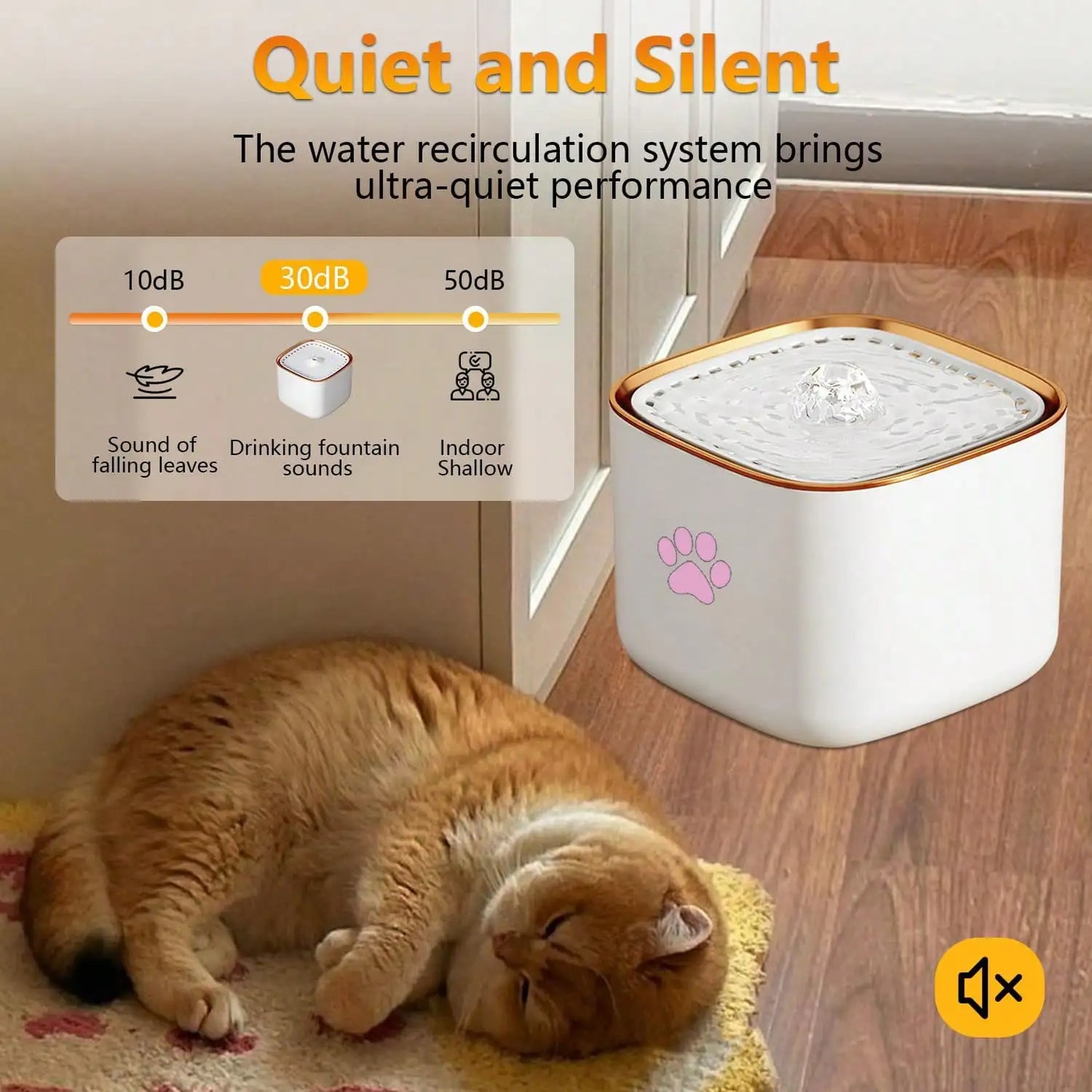 3L/101.45oz pet water fountain, suitable for cats and dogs, with automatic fountain and filter, quiet water circulation system,