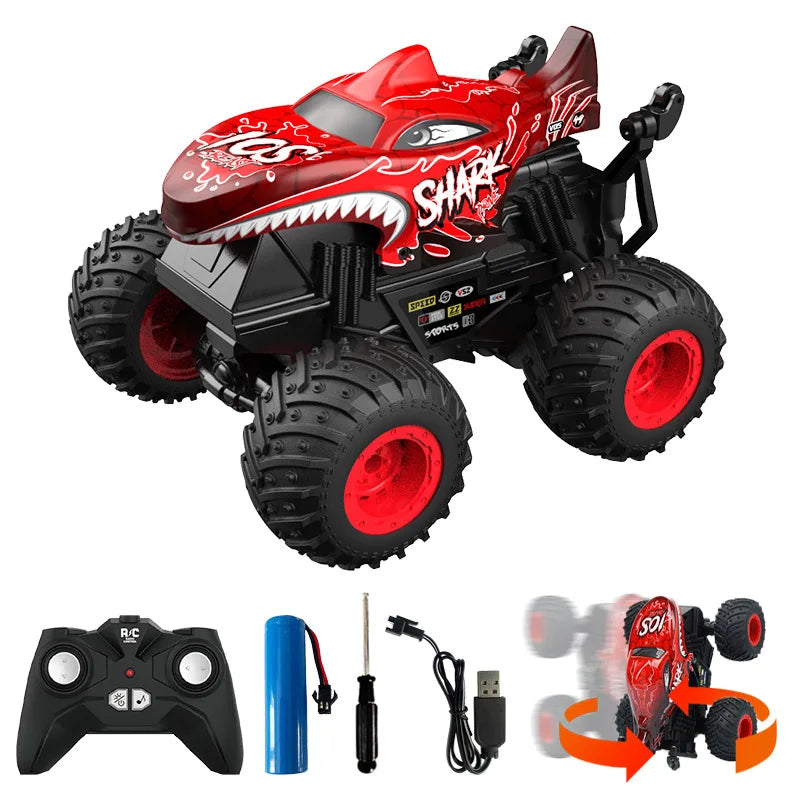 360 Degrees Rotating Dinosaur Shark RC CAR 1:20 Children's Music Lights Remote Control Stunt Car Children's Toy Car