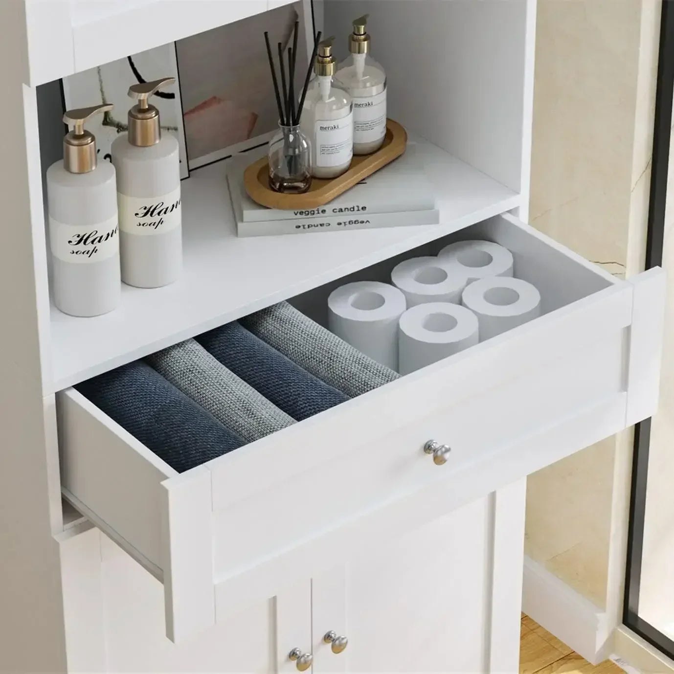 Customizable Tall Bathroom Storage Cabinets, Modern Linen Storage Cabinet.