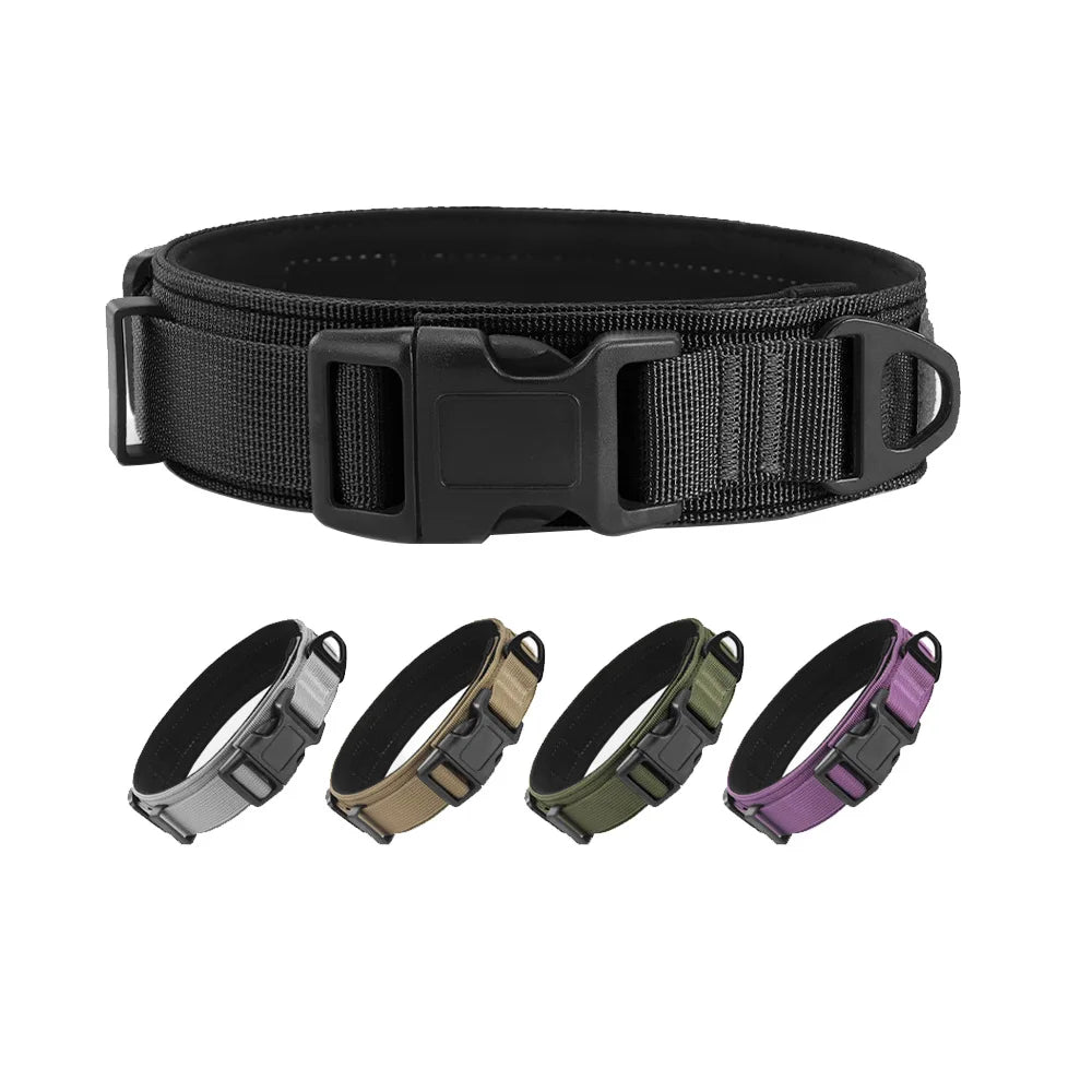 Large Medium Dog Tactical Collar High Strength Tensile Explosion-Proof Pet Collar Outdoor Training Supplies for Canines