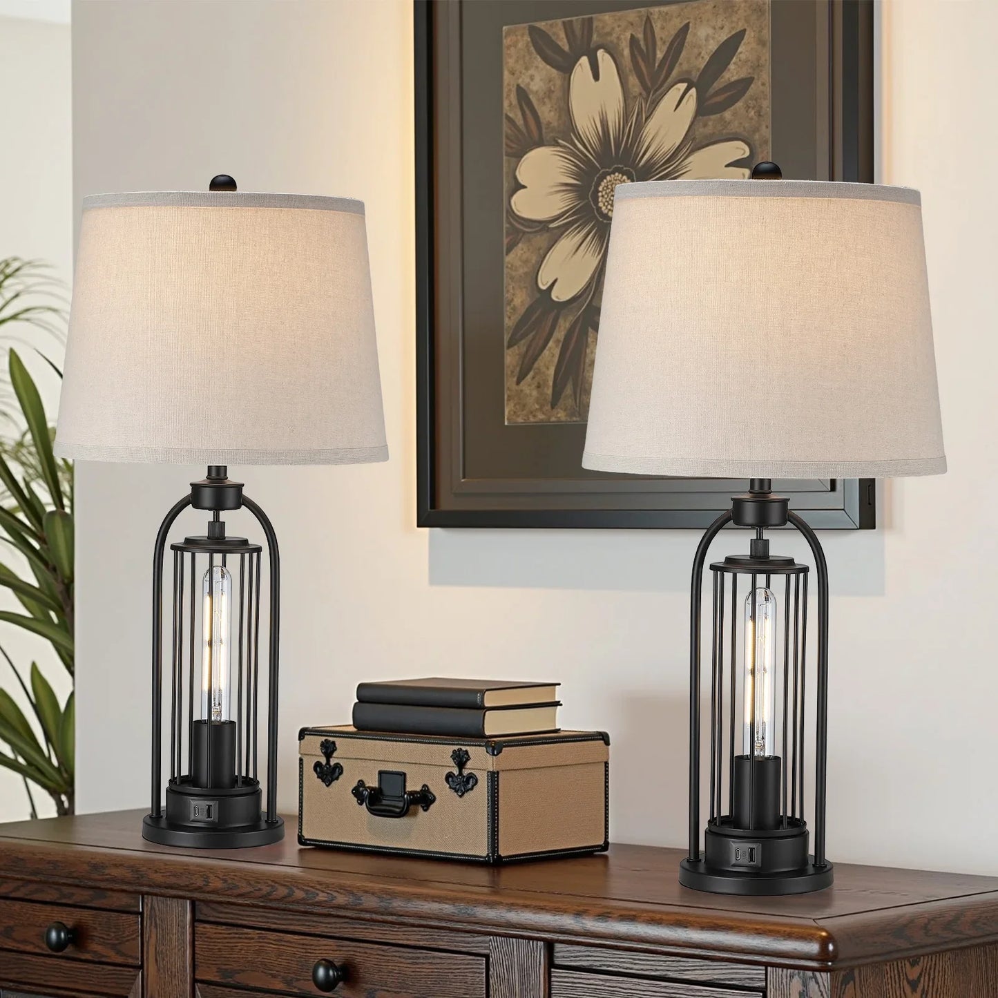 26 inch Desk Lamps Modern Dual LED lights up and down European Hardware base table lamp Hotel Guest Room Living Room Study Bedroom Bedside Decorative Lighting Lamps USB power interface