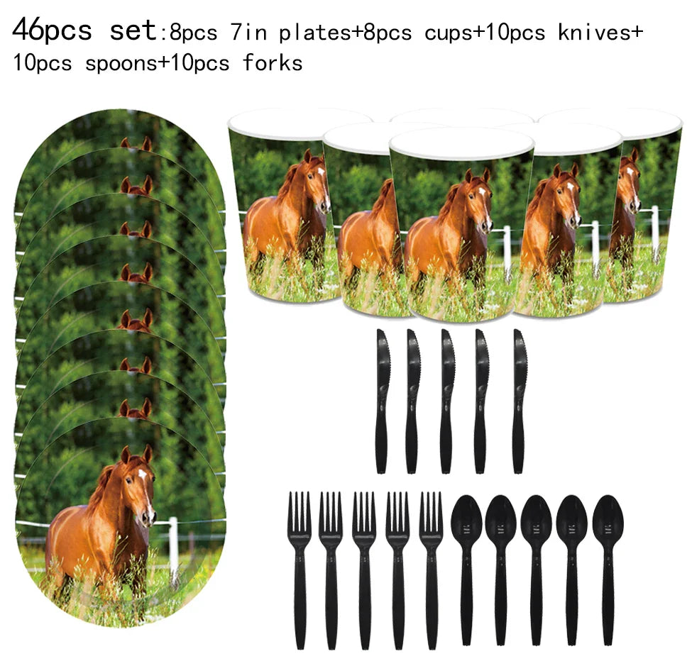 Horse Pony Disposable Party Supplies Plates Cups Napkins Cake