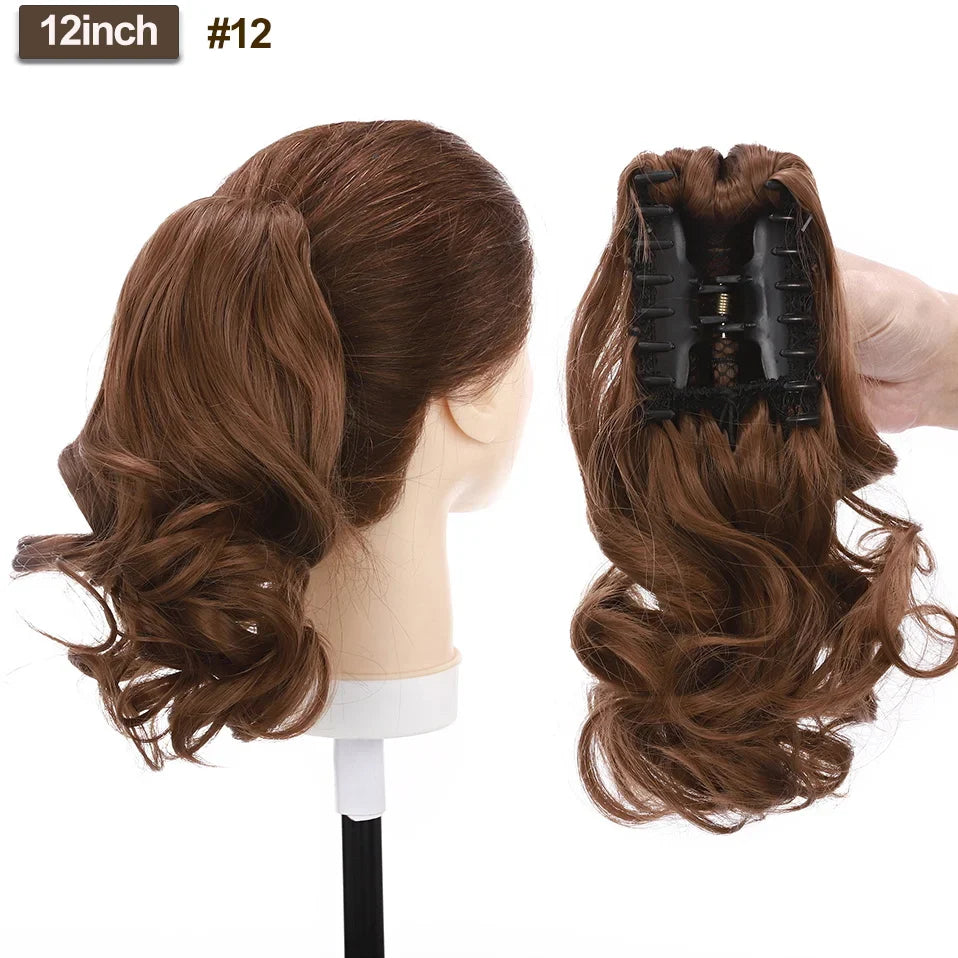 BENEHAIR Fake Ponytail Claw On Ponytail Long Wavy Clip In Hair Extension Hair Synthetic Hairpiece For Women Pony Tail Fake Hair