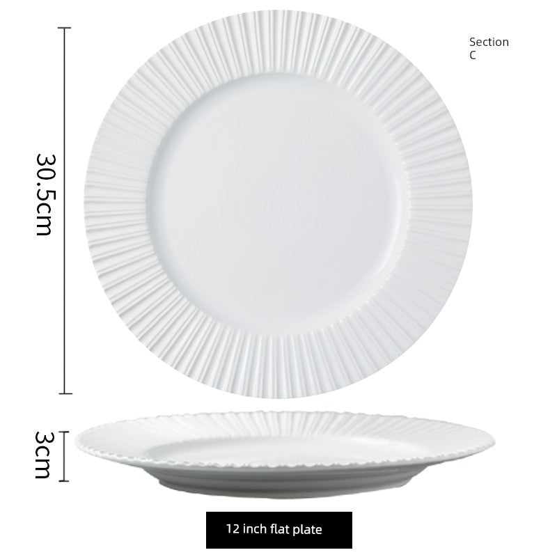 Yiheng Scandinavian Ins2021 New Steak Western Food Tray Hotel Household Kitchen Tableware round Deep Straw Hat Soup Plate