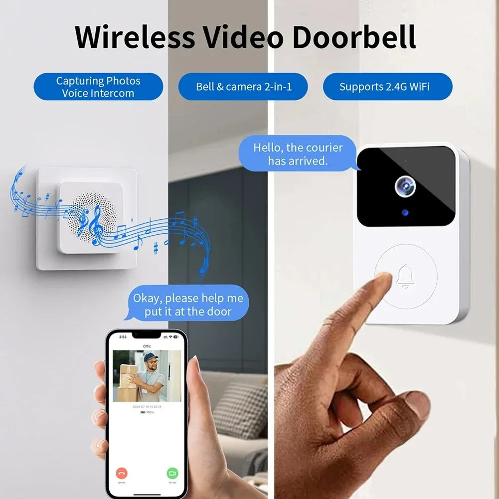 WIFI Video Doorbell Camera Wireless IR Night Vision Smart Home Security HD Door Bell Two Way Intercom Voice Change For Home