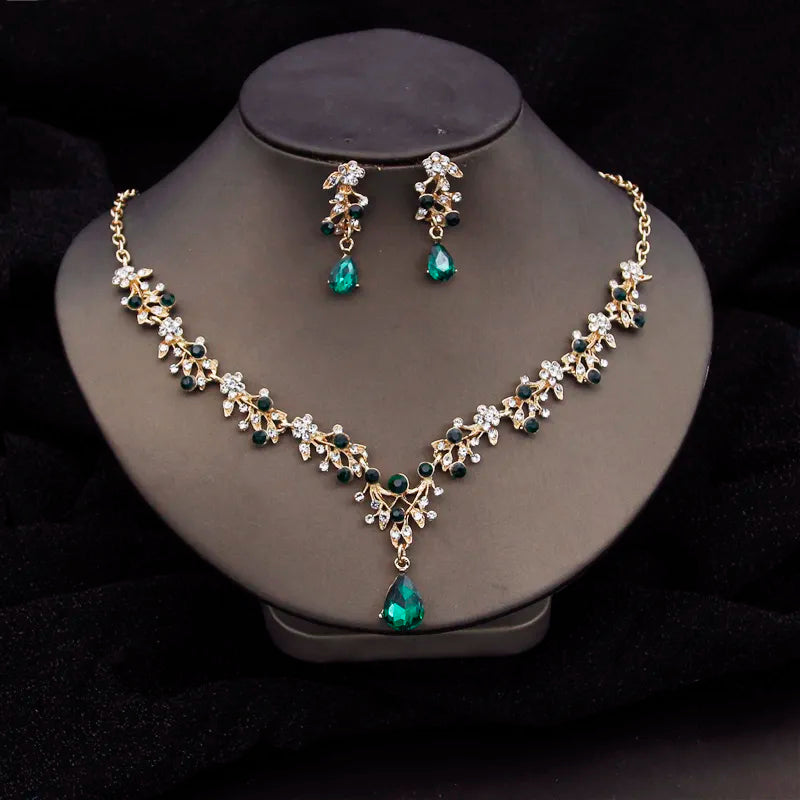 Baroque Tiaras Bridal Jewelry Sets Luxury Crown Earrings Choker Necklace Set Women Wedding Dress Bride Jewelry Set Accessory