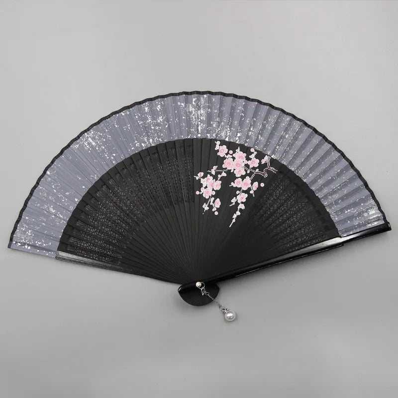 31 Styles Folding Fan Black Japeneses Ladies Silk Hand Fans High Quality Bamboo Crafts Wedding Dance Home Decor Ornament
