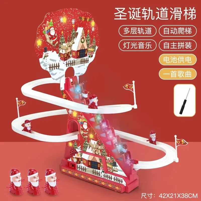 Santa Claus Electric Track Slide Toys Christmas Electric Slide Track Toy Gift Early Learning Educational Christmas Slide Toys