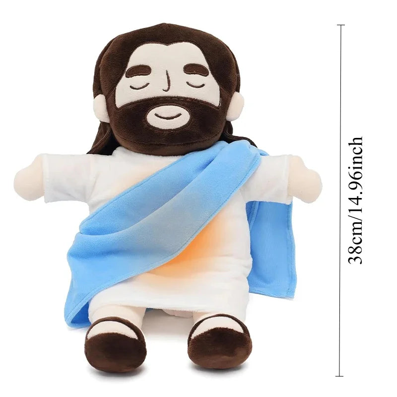 Breathing Jesus Plush Toys Baby Soothing Jesus Doll Four-gear Adjustment Children Music Sleep Companion Christmas Gifts Light