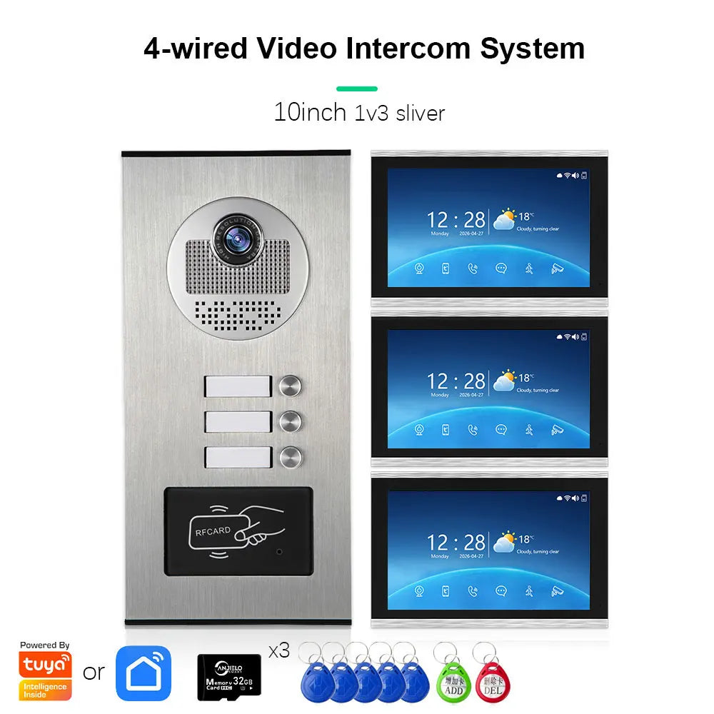 ANJIELO 2-12 Units Apartment Doorbell Video Intercom System Digital Frame Background Music Detection Preview NEW 2026