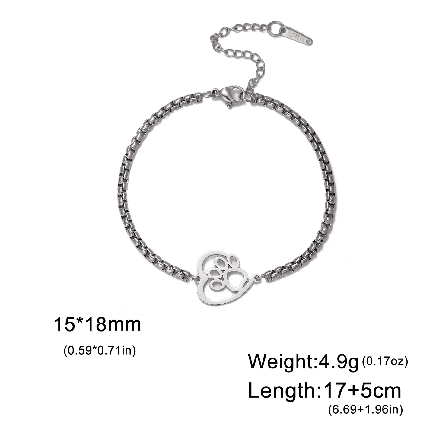 Skyrim Cute Heart shaped Cat Claw Women's Bracelet Stainless Steel Cute Pet Animal Figaro Chain Bracelet Gift Jewelry New