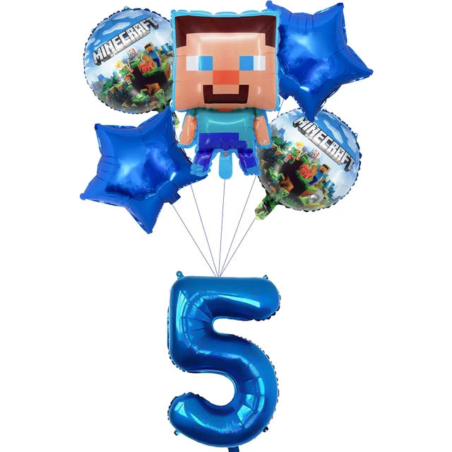 Miner Crafting Pixel Video Game Party Decor Disposable Tableware Cup Plate Tablecloth Balloon Baby Shower Kid Boy Party Supplies