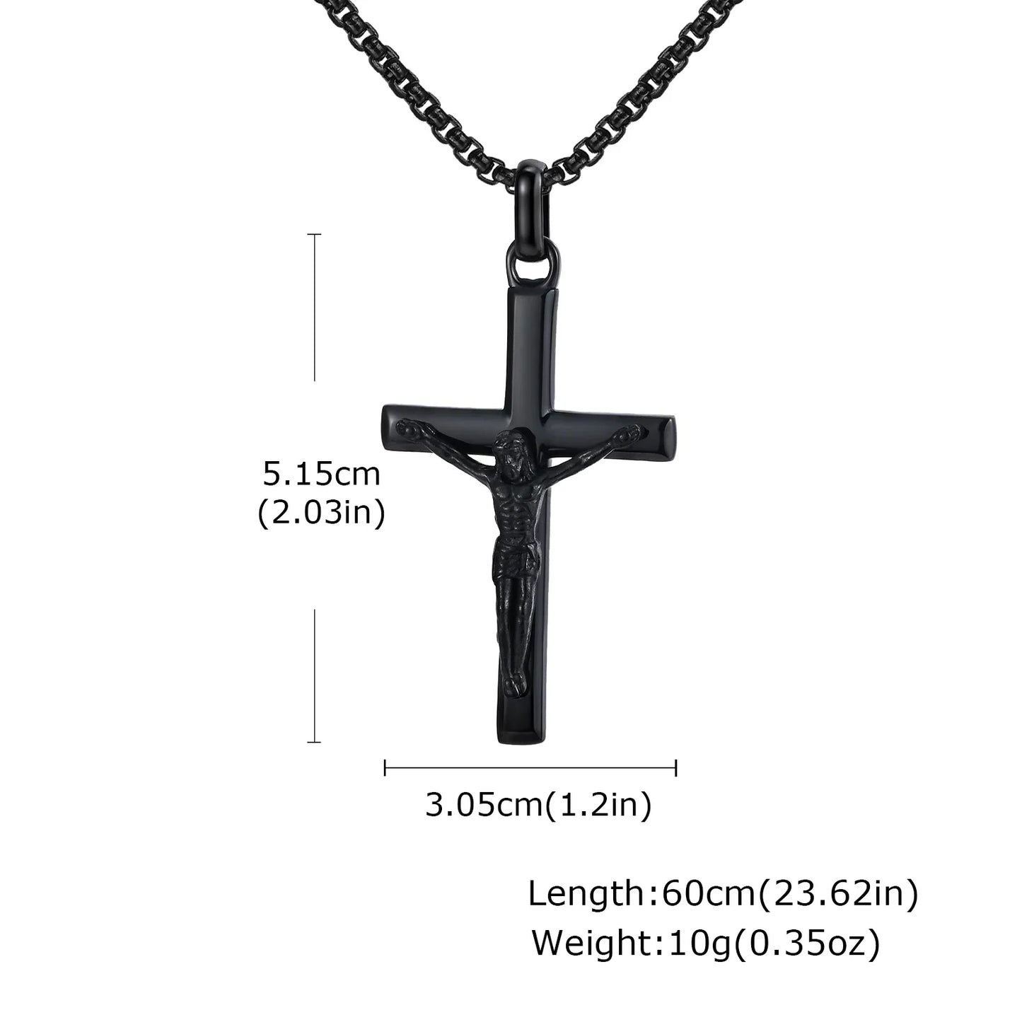 Stainless Steel Cross Necklace Catholicism Jesus Pendant Gold Color Collar Church Prayer Faith Jewelry for Men Women Gift