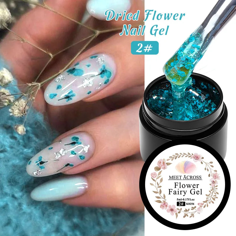 5ml Pink Dried Flower Nail Gel Polish, Semi Permanent Natural Flower Fairy Nail Art, Gel Soak Off, UV Painting Varnishes For Nails.