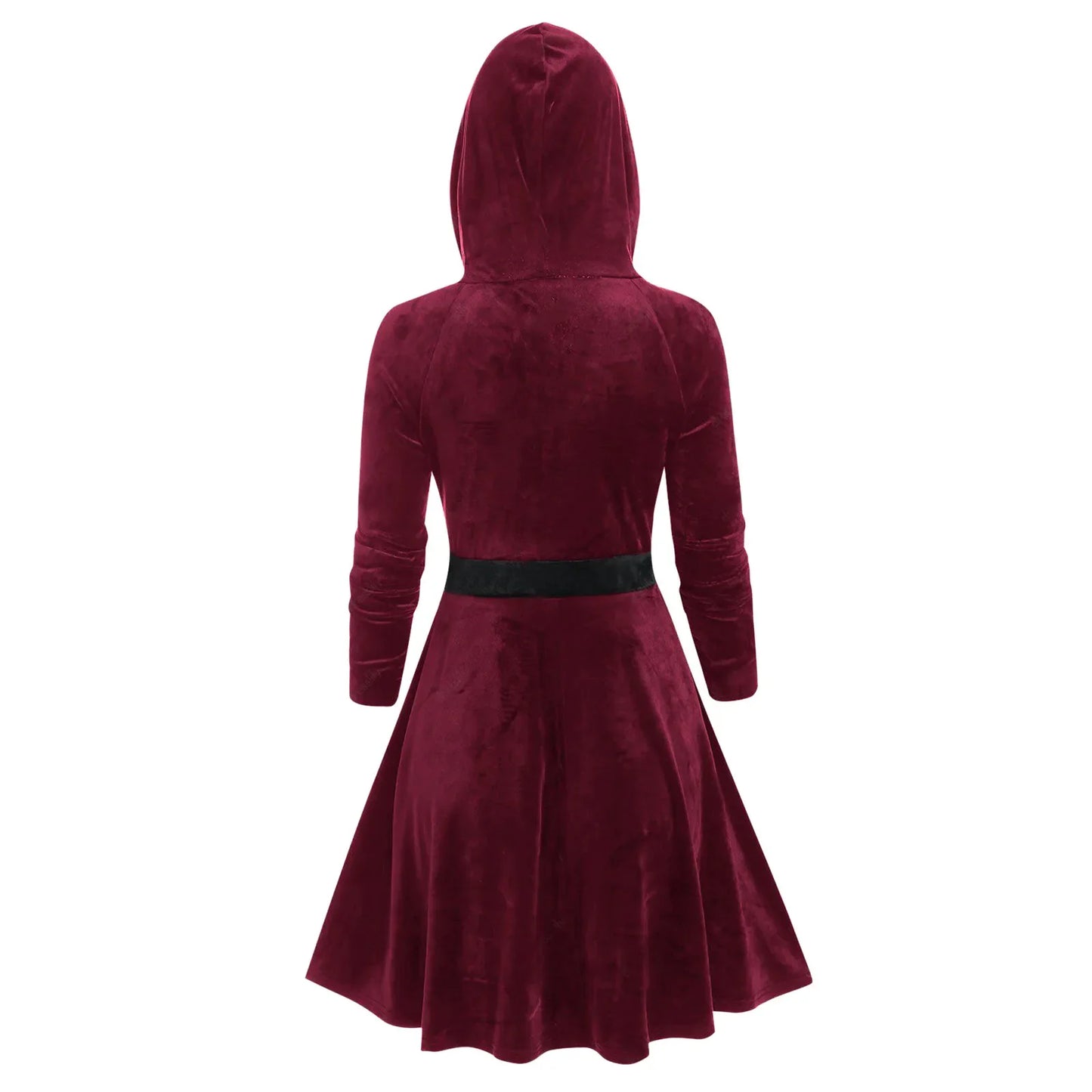Animal Hooded Zip Up Punk Gothic Dress Vintage Long Sleeve Cat Ear Coat Robe For Women Autumn Winter Witch Party A Line Dress