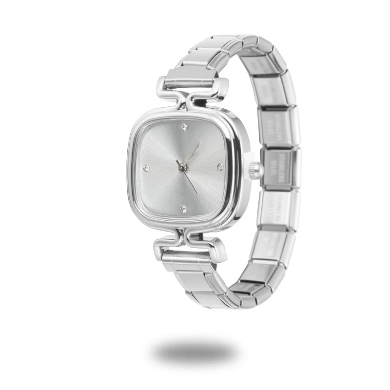 1PC 's Stainless Steel Round Simple Watch Bracelet Bangle for Friend