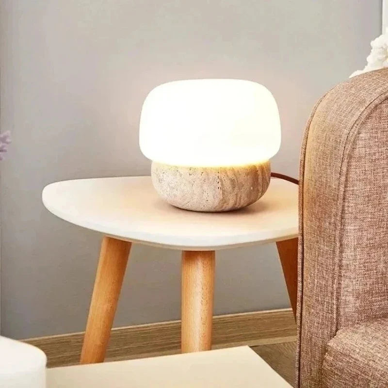 Spain Natural Yellow Travertine Floor Lamp E27 Sofa Bedside Bedroom Apartment Creative Retro Wabi Sabi Mushroom Lighting Lamps