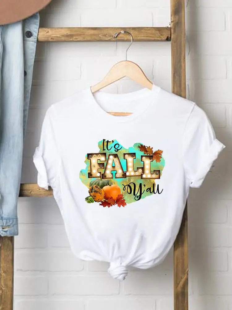 Pumpkin Sweet Lovely Cute Women Graphic Ladies Print Tees Clothing Lady Fall Autumn Halloween Thanksgiving Style T T-shirts