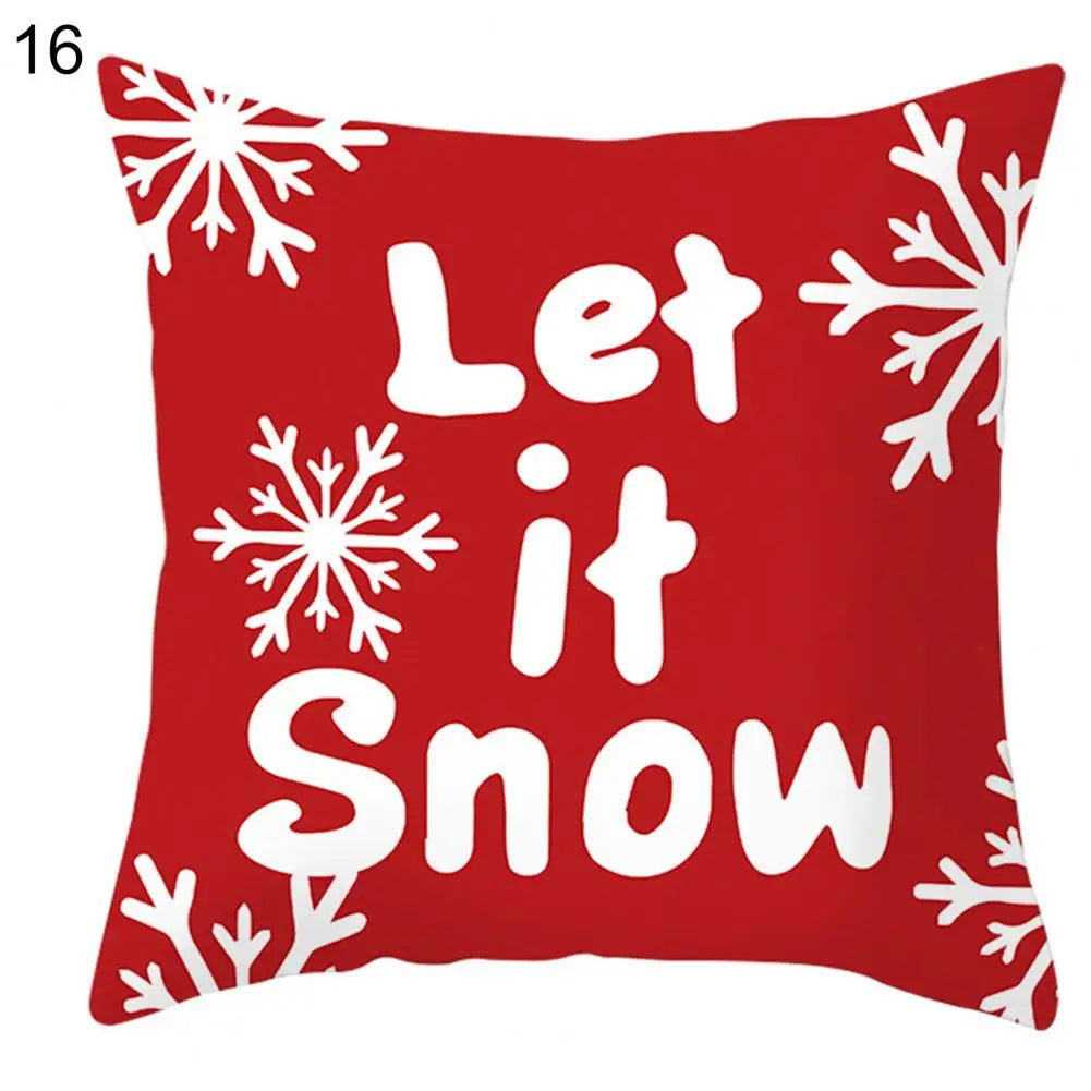 Useful Christmas Pillow Cover Smooth Christmas Pillowcase Breathable Christmas Sofa Chairs Pillow Cover  Skin-friendly