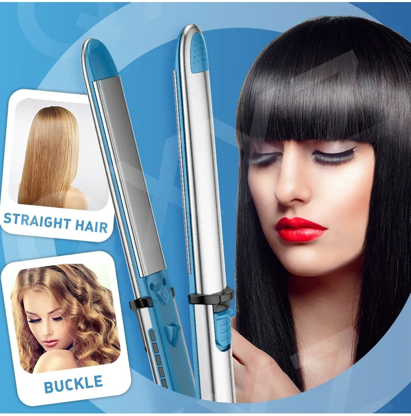 QXXZ Customized Hair Straightener Flat Iron LED Temperature Light Display Titanium Plate Rapid Heating Styling Tools