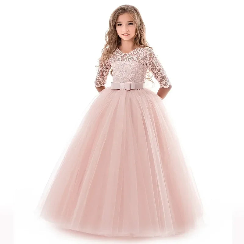 Baby Princess Dress Girl Party Ball Gown Wedding Lace Dresses Kids Christmas Bridesmaid Costume Birthday Party Dress 4-14 year