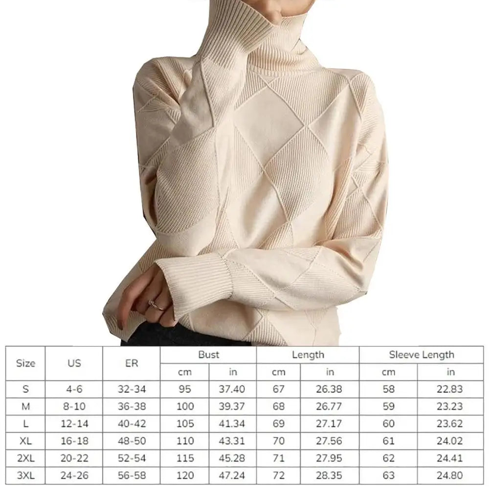 Turtleneck Sweater Long Sleeve High Neck Winter Sweater Warm Turtleneck Sweaters Knitted Loose Women Pullover Sweater Jumper