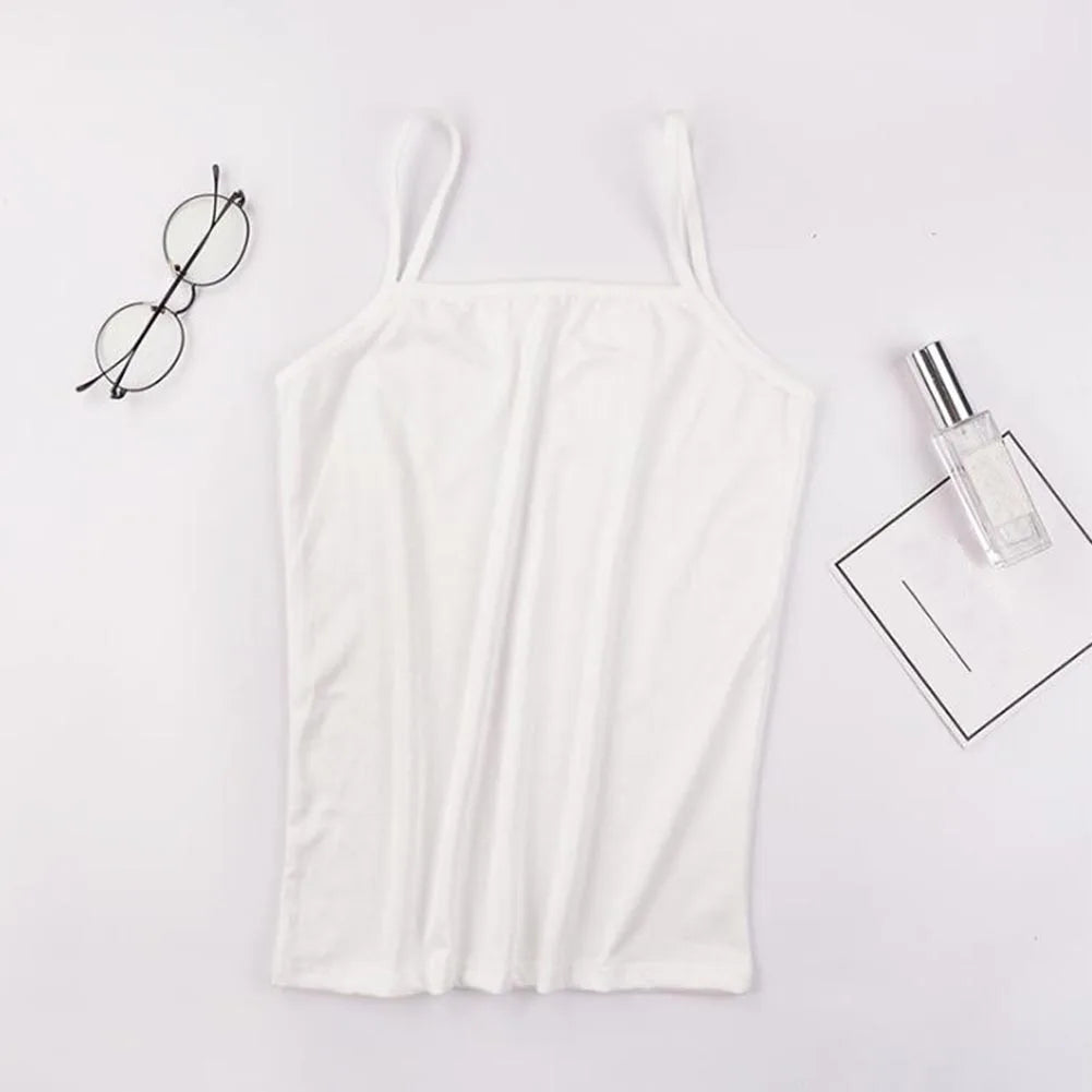 Summer Solid Camisole Tops Vest For Women White Black Basic Top Slim Sling Sleeveless Shirt Female Lady Stretch Fashion Tank Top