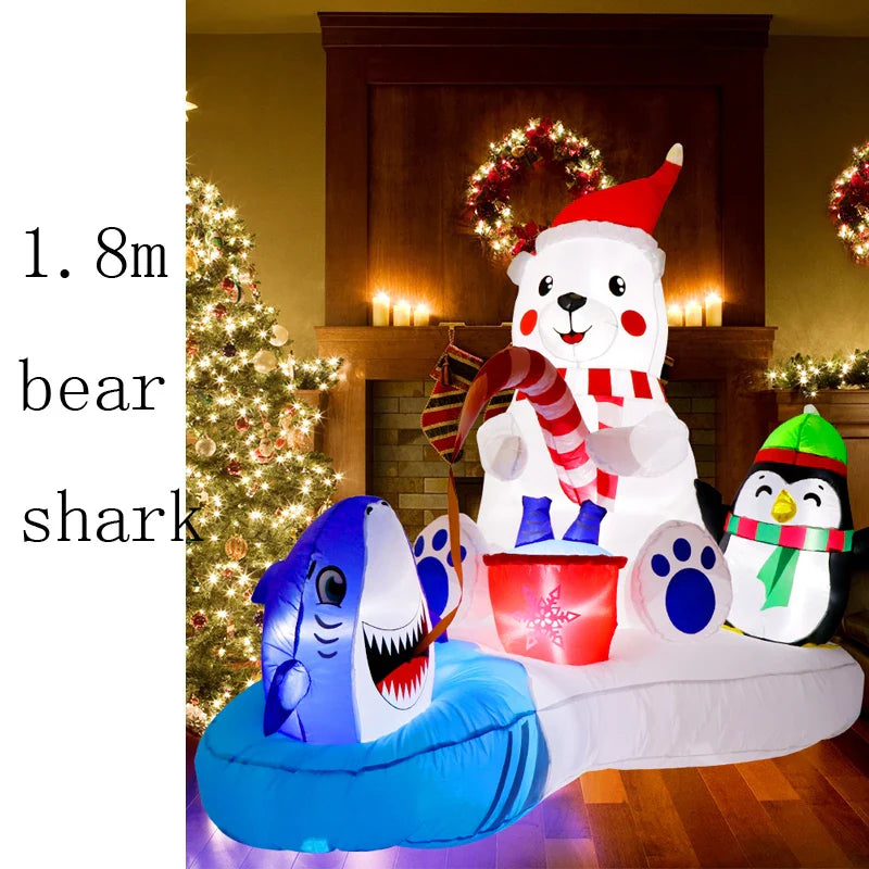 2023 LED Air Inflatable Santa Claus Snowman Elk Outdoor Garden Airblown New Year Christmas Decoration Gift For Kids Children Toy