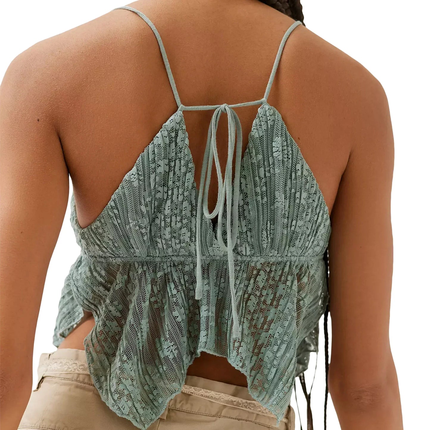 Women Lace Camisoles Spaghetti Straps Tie-Up V-Neck Sleeveless Sling Tank Tops Vests Women's Crop Tops Y2k Summer Camis