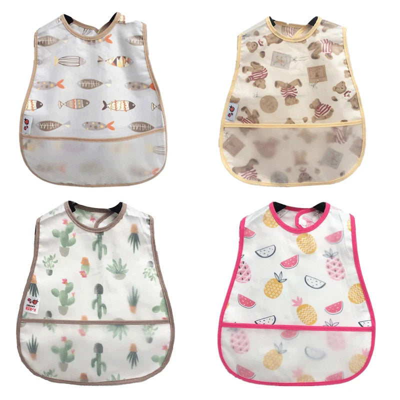 2023new Cartoon Pattern EVA Waterproof Pocket Lunch Feeding Bibs