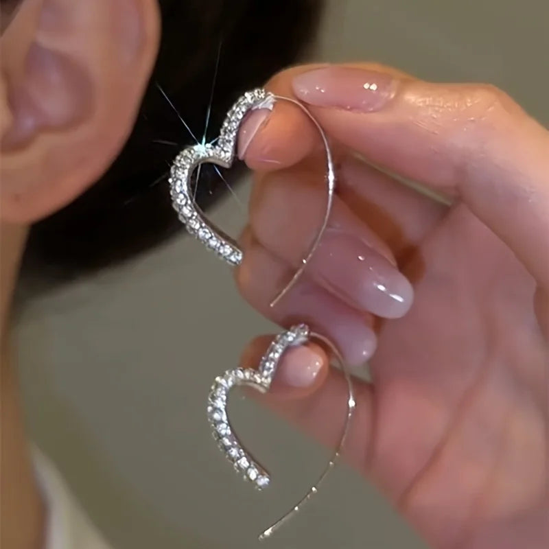 Dazzling Heart-Shaped Earrings - Perfect Christmas Gift for Fashionable Girls - 1 Pair,Whimsical Creativity, Incredible Gift